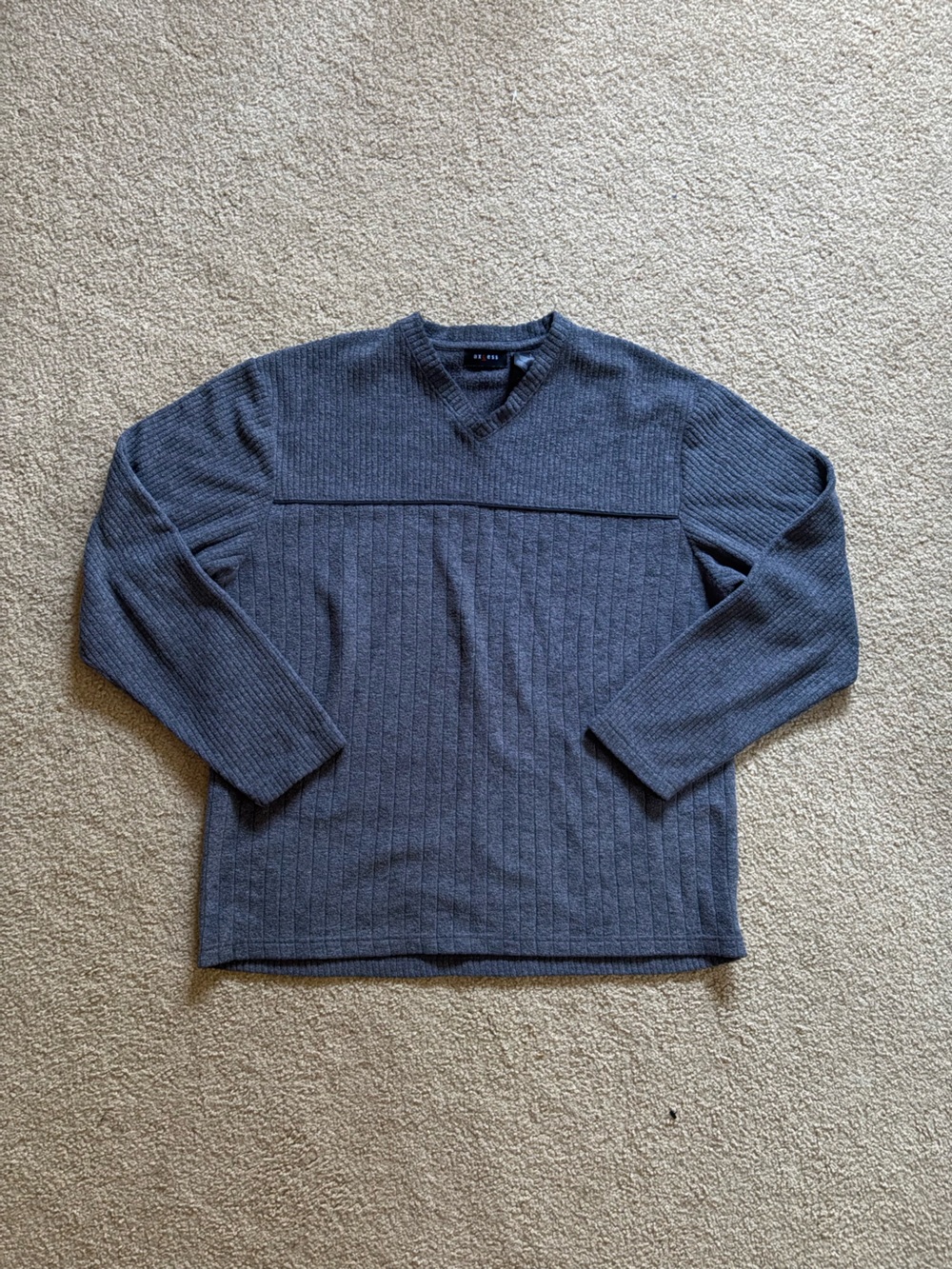 Axcess Men's Charcoal Ribbed Crewneck Sweater